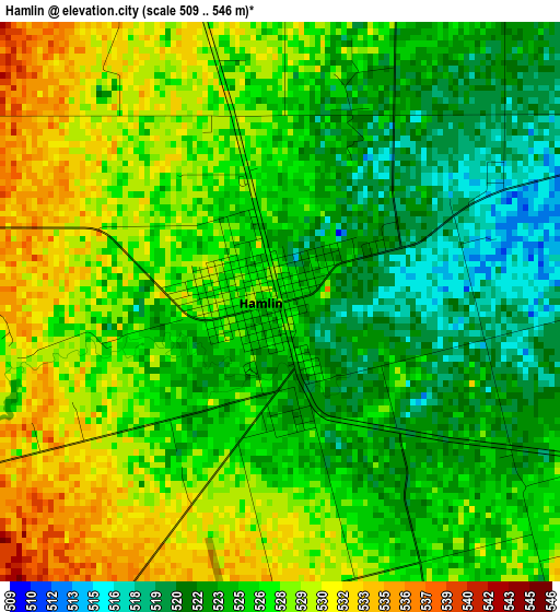 Hamlin elevation map