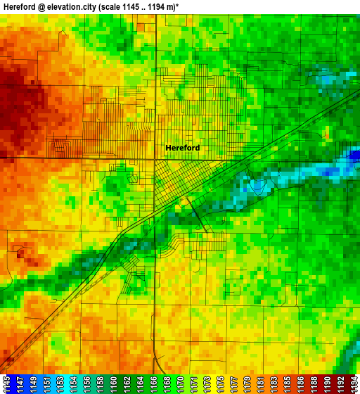 Hereford elevation map