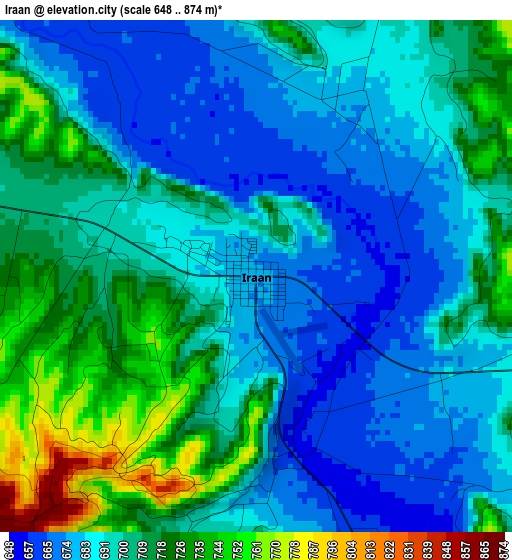 Iraan elevation map