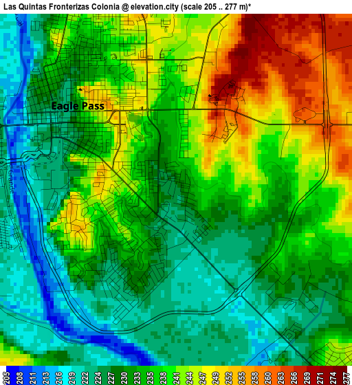 Las Quintas Fronterizas Colonia elevation map