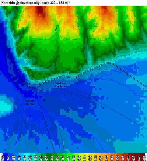 Kardzhin elevation map