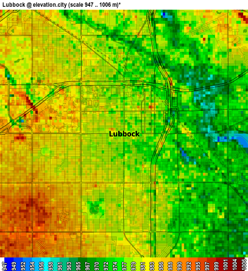 Lubbock elevation map
