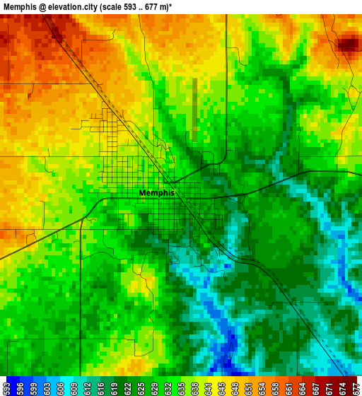 Memphis elevation map