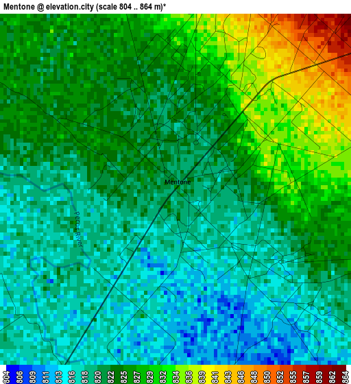 Mentone elevation map