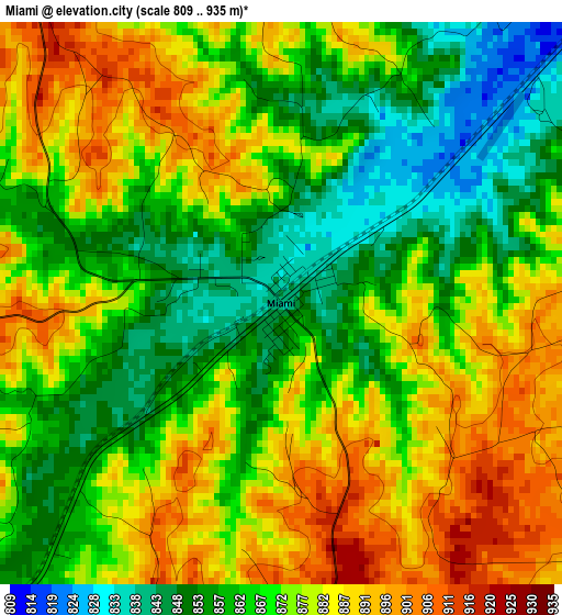 Miami elevation map