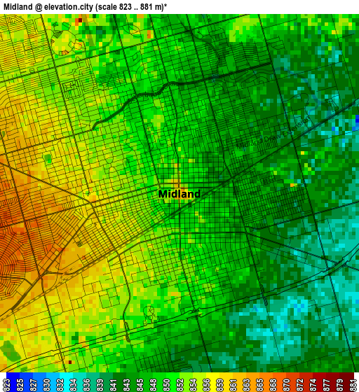 Midland elevation map