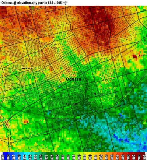 Odessa elevation map