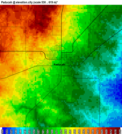 Paducah elevation map