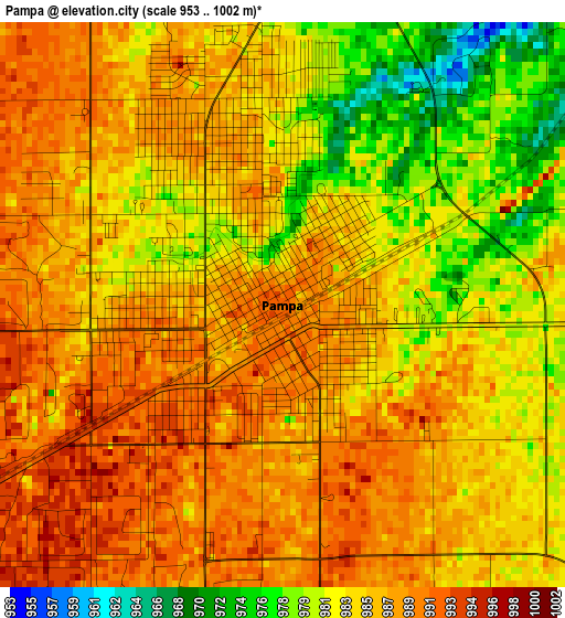 Pampa elevation map