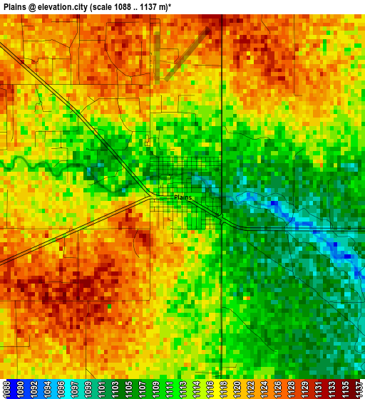 Plains elevation map