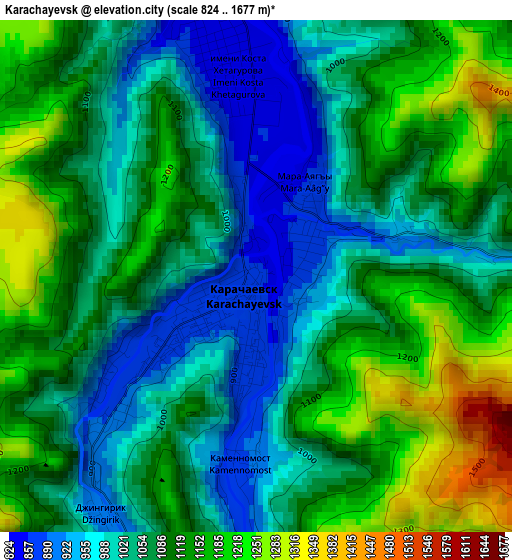 Karachayevsk elevation map