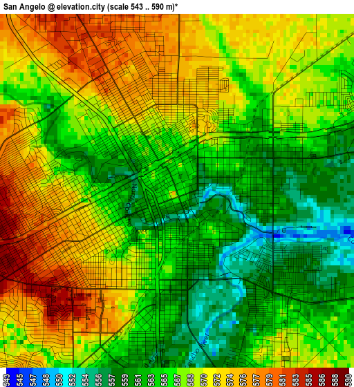 San Angelo elevation map