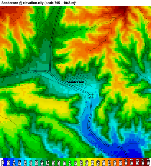 Sanderson elevation map