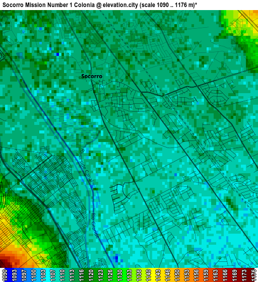 Socorro Mission Number 1 Colonia elevation map
