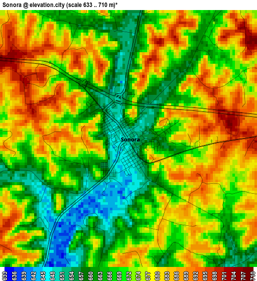 Sonora elevation map