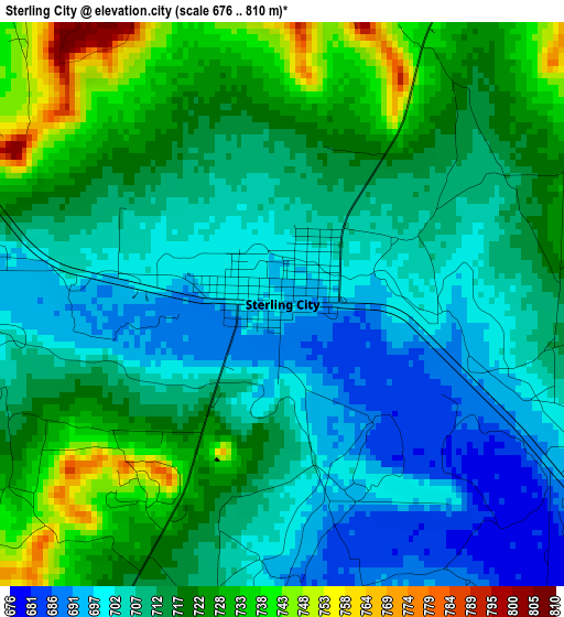 Sterling City elevation map