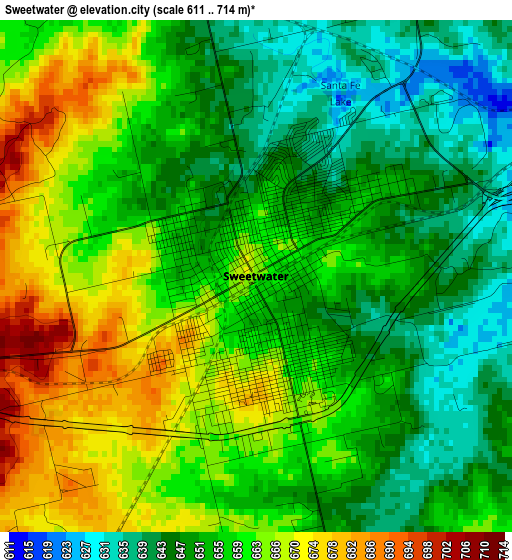 Sweetwater elevation map