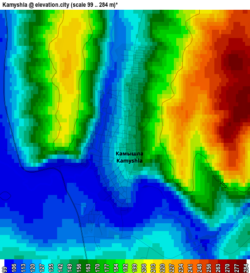 Kamyshla elevation map