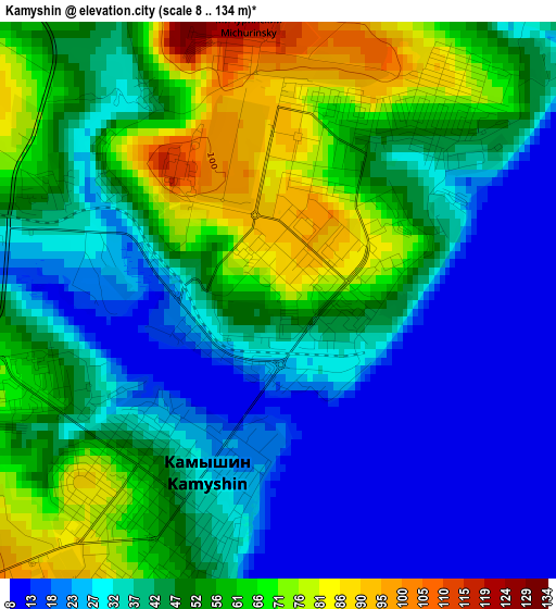 Kamyshin elevation map