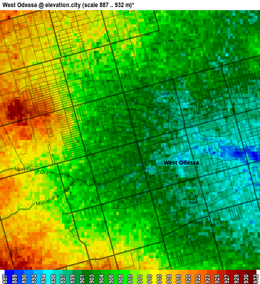 West Odessa elevation map