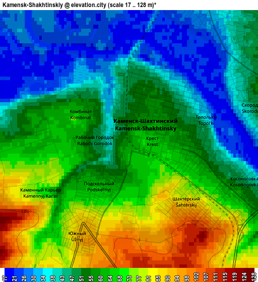 Kamensk-Shakhtinskiy elevation map