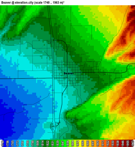 Beaver elevation map