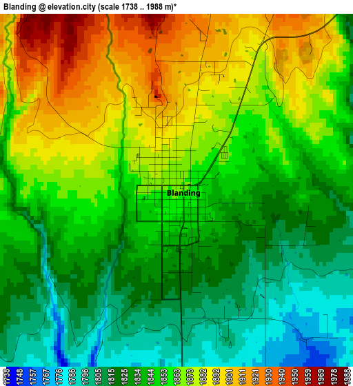 Blanding elevation map