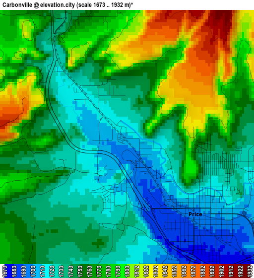 Carbonville elevation map