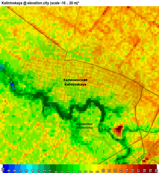 Kalininskaya elevation map