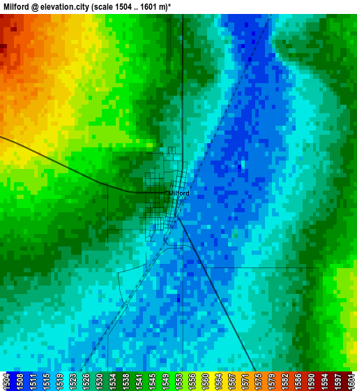 Milford elevation map