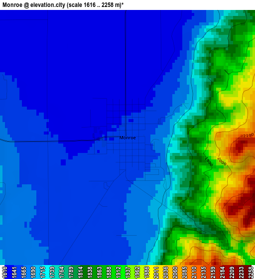 Monroe elevation map