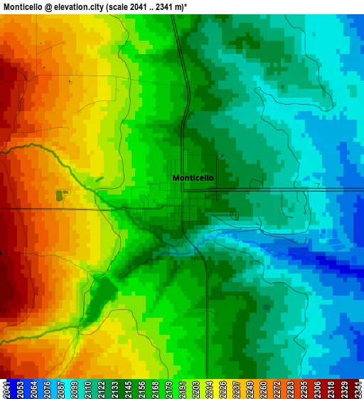 Monticello elevation map