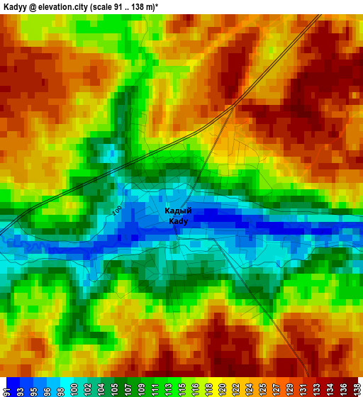 Kadyy elevation map