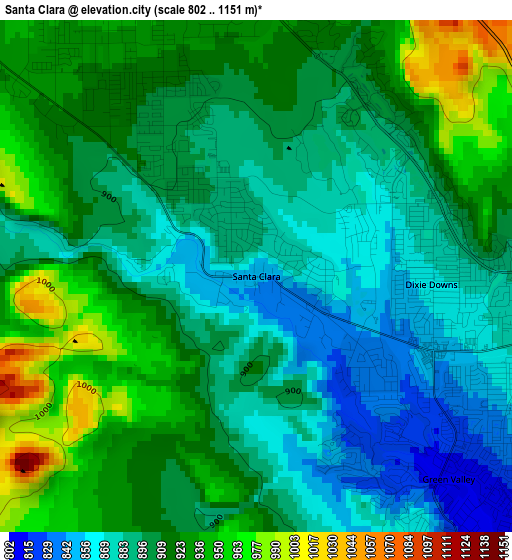 Santa Clara elevation map