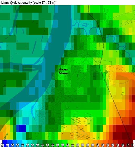 Izhma elevation map