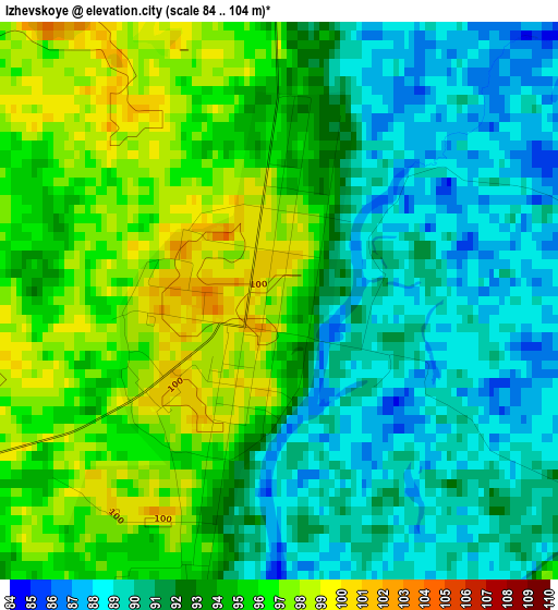 Izhevskoye elevation map