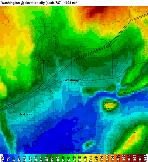 Washington elevation map