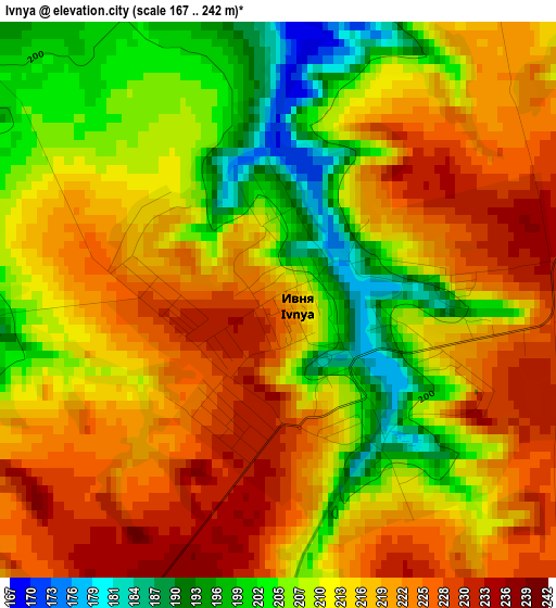 Ivnya elevation map