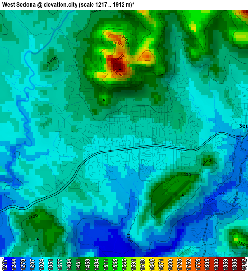 West Sedona elevation map