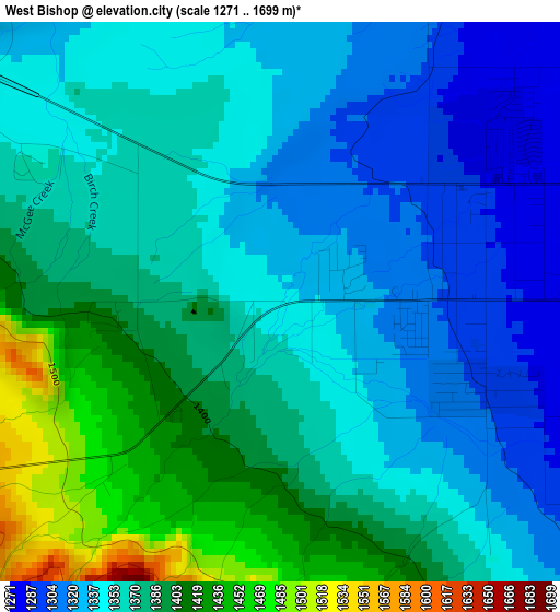 West Bishop elevation map