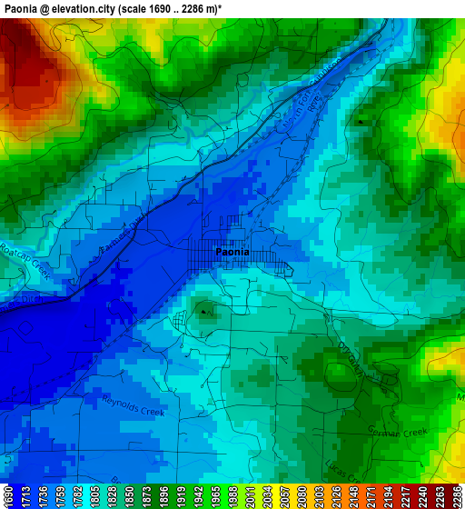 Paonia elevation map