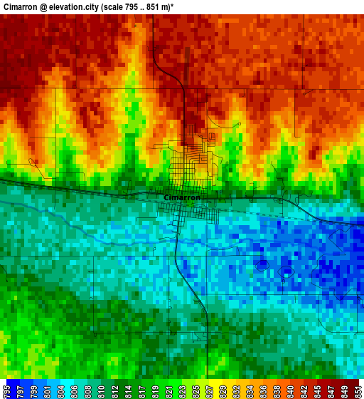 Cimarron elevation map