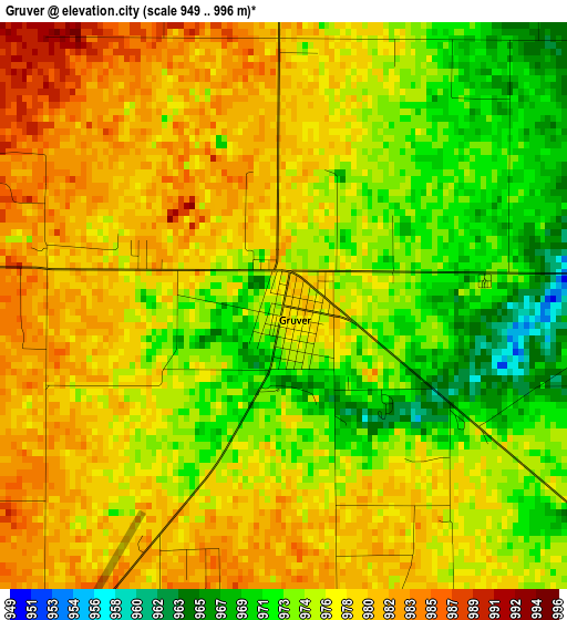 Gruver elevation map