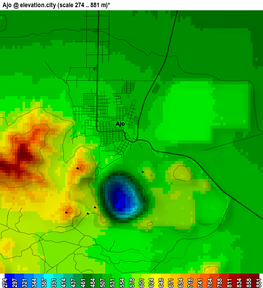 Ajo elevation map