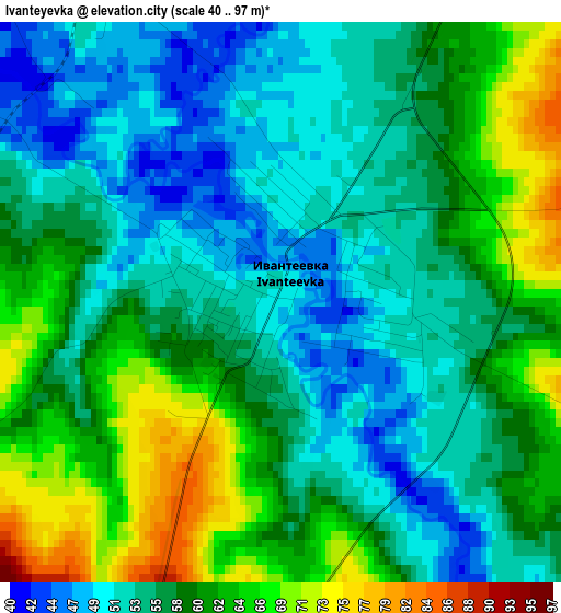 Ivanteyevka elevation map