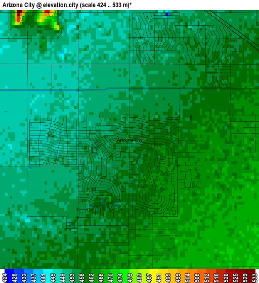 Arizona City elevation map