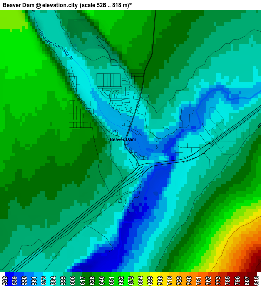 Beaver Dam elevation map