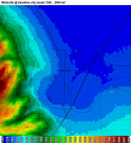 Wellsville elevation map