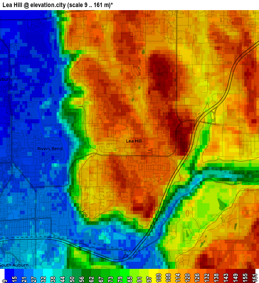 Lea Hill elevation map