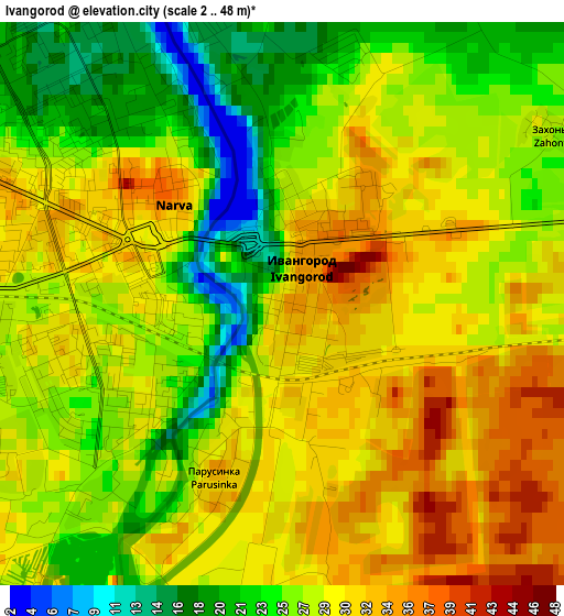 Ivangorod elevation map